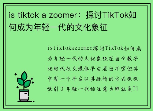 is tiktok a zoomer：探讨TikTok如何成为年轻一代的文化象征